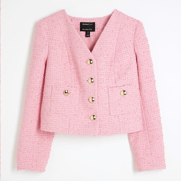 Pink Tweed Blazer | Tweed Blazer | Pink Jacket - Picture 3 of 7